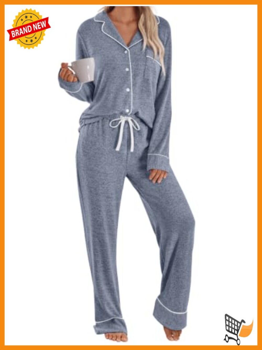 Long Sleeve Pajama Set with Pockets Soft Lounge 2pc